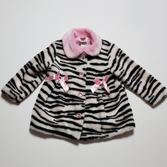 Girls Faux Coats Zebra Print Fashion Jacket By Little Lass Size 2T - Picture 1 of 8